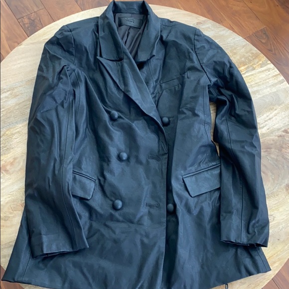 NWT Anthropologie Angela Vegan Leather Double-Breasted Blazer S - Picture 5 of 9